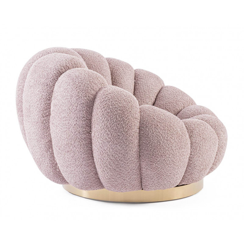 FAUTEUIL RETRO ROND EN TISSU COCOONING FLOREL