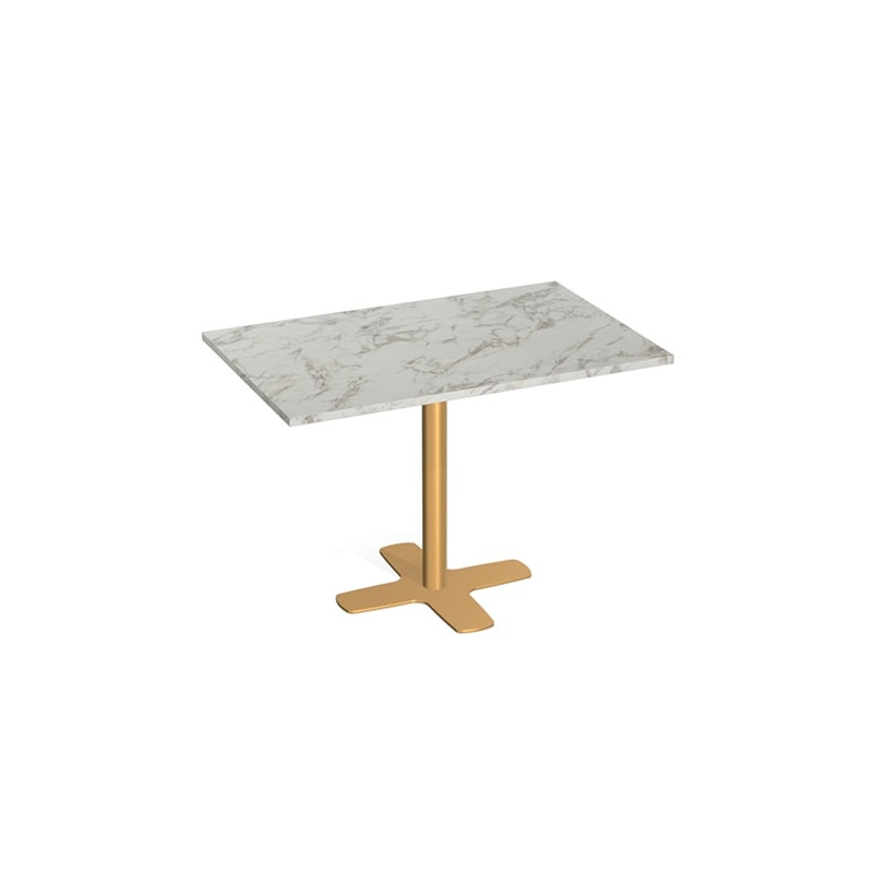 TABLE SPINNER RECTANGULAIRE PIEDS CENTRALE DORÉ ET MARBRE