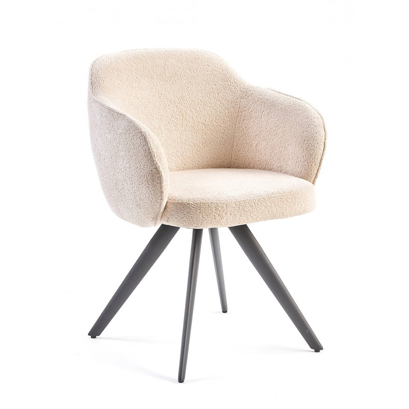 FAUTEUIL PIVOTANT TISSU BOUCLETTE MASH BLANC