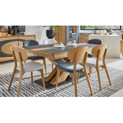 Chaise Française Dossier Chêne et Tissu THALES - Le Chaisier