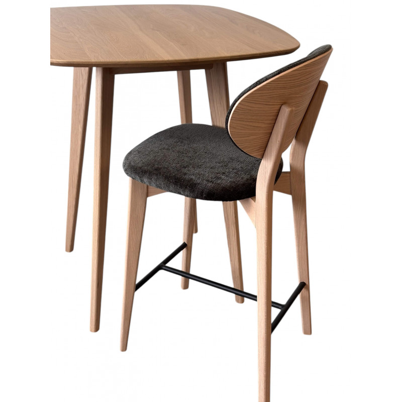 TABOURET CONTEMPORAIN DOSSIER BOIS ET TISSU THALES