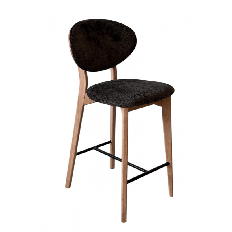 TABOURET CONTEMPORAIN DOSSIER BOIS ET TISSU THALES