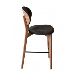 TABOURET CONTEMPORAIN DOSSIER BOIS ET TISSU THALES