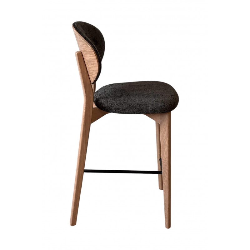 TABOURET CONTEMPORAIN DOSSIER BOIS ET TISSU THALES