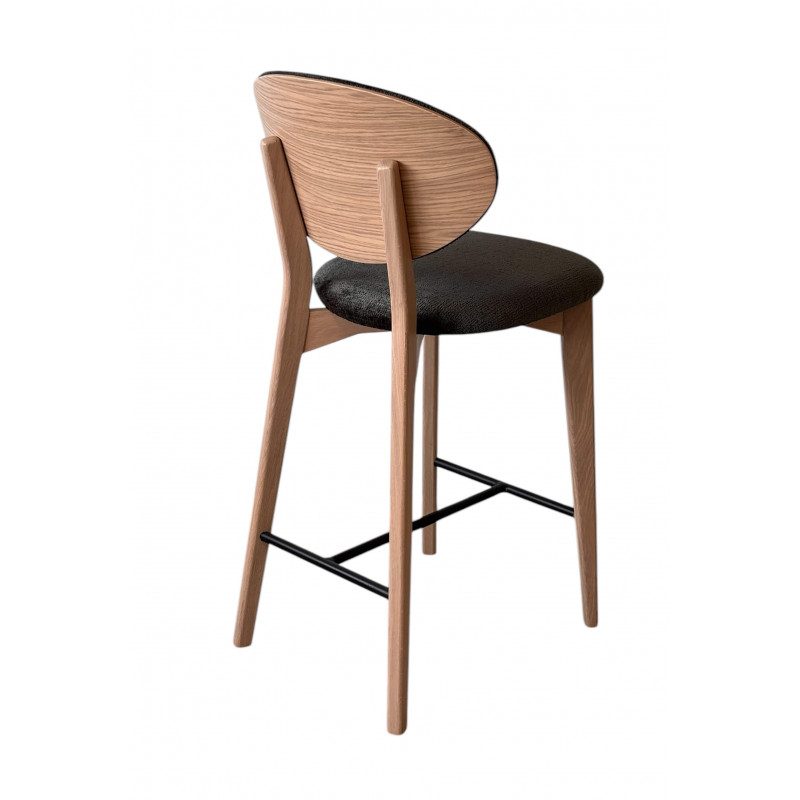 TABOURET CONTEMPORAIN DOSSIER BOIS ET TISSU THALES