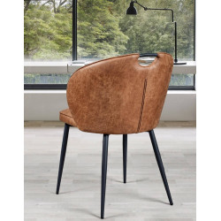 CHAISE RETRO SIMIICUIR ELTON CAMEL