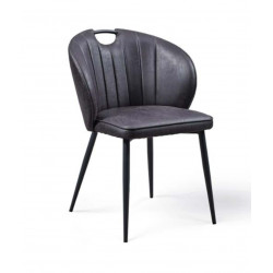 CHAISE RETRO SIMIICUIR ELTON  NOIR