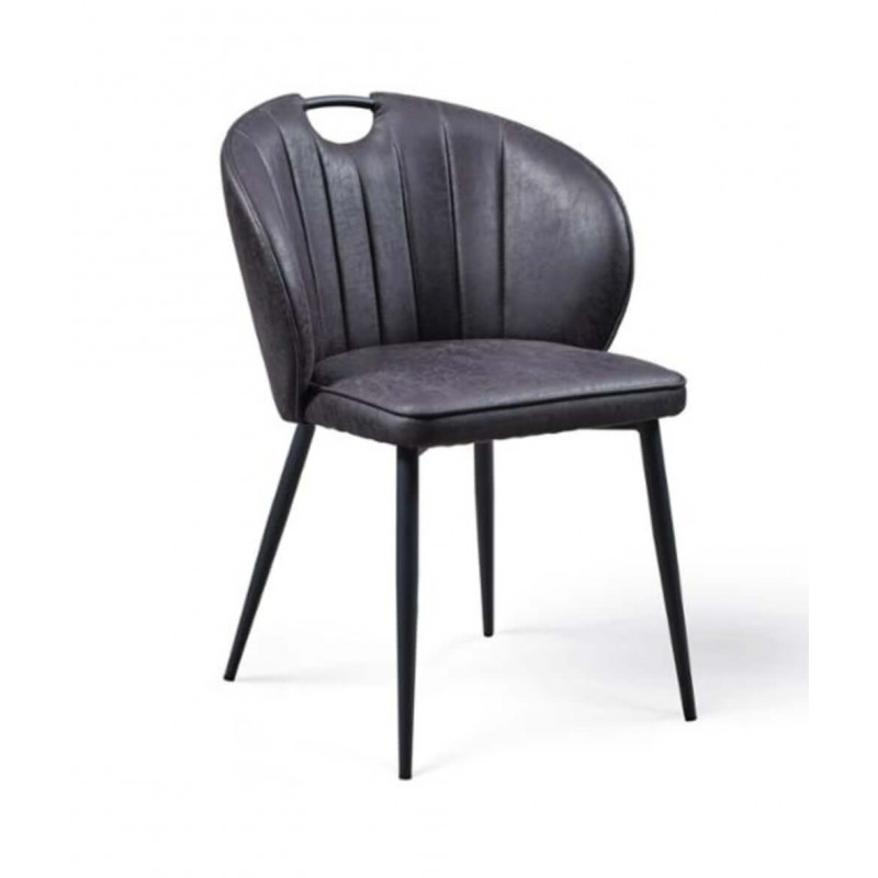 CHAISE RETRO SIMIICUIR ELTON  NOIR