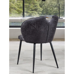 CHAISE RETRO SIMIICUIR ELTON NOIR