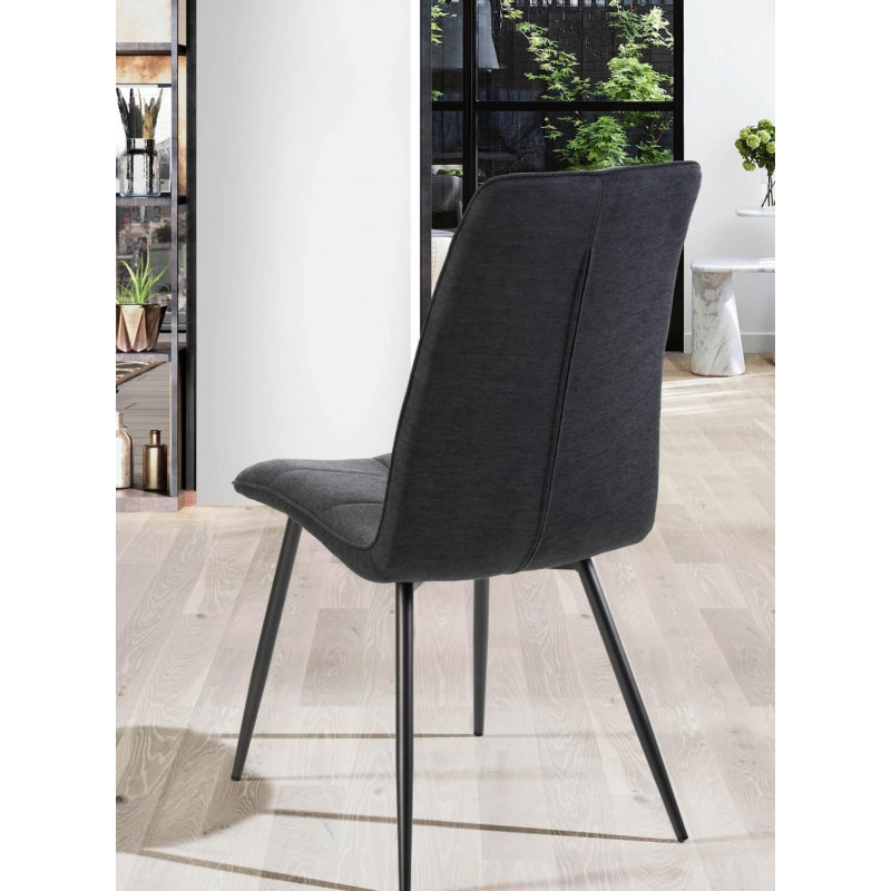 CHAISE DOSSIER HAUT EN TISSU URIANE GRIS