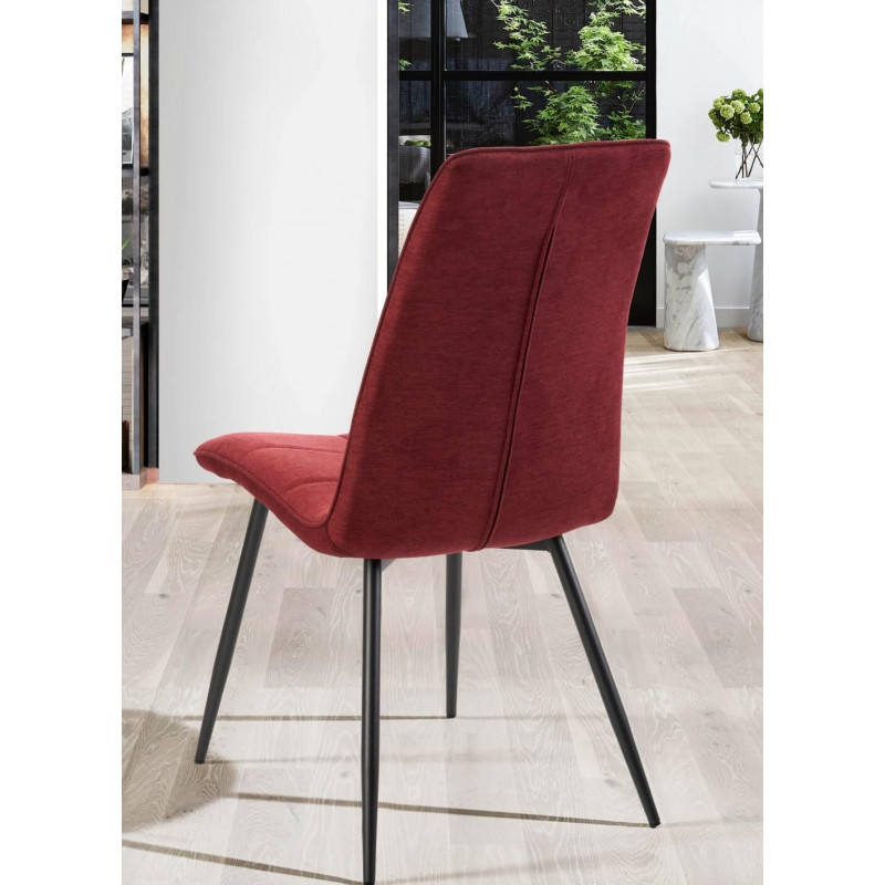 CHAISE DOSSIER HAUT EN TISSU URIANE BORDEAU