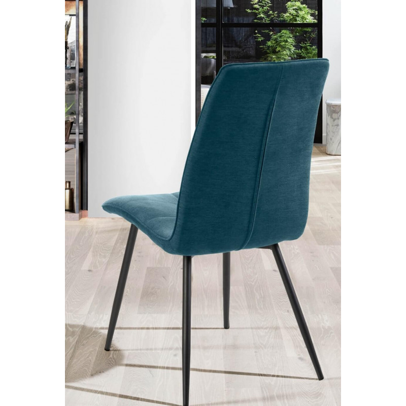 CHAISE DOSSIER HAUT EN TISSU URIANE BLEU CANARD