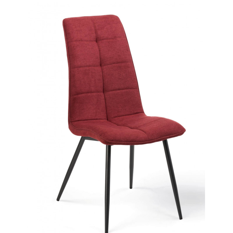 CHAISE DOSSIER HAUT EN TISSU URIANE ROUGE