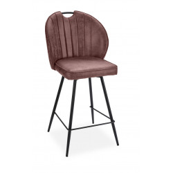 CHAISE D'ÎLOT HAUTE EN SIMILICUIR RÉTRO ELTON BRUN