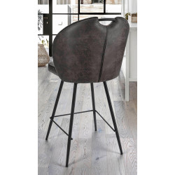 CHAISE D'ÎLOT HAUTE EN SIMILICUIR RÉTRO ELTON PIVOTANT NOIR