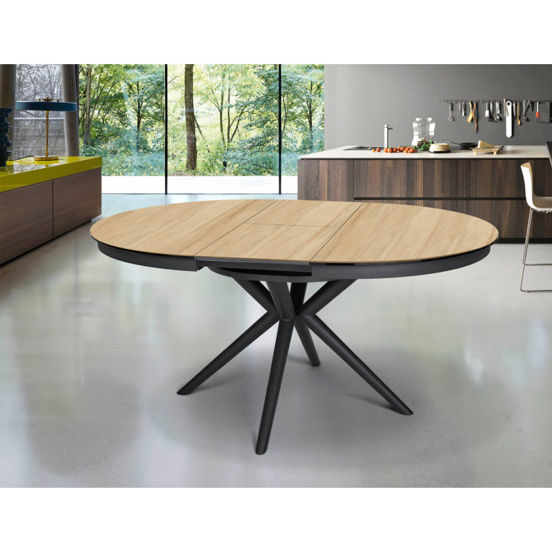 TABLE RONDE EXTENSIBLE EN CÉRAMIQUE BOIS CLARA