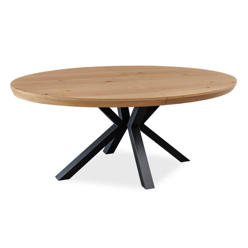 TABLE OVALE EXTENSIBLE BOIS ET MÉTAL OLIVIA