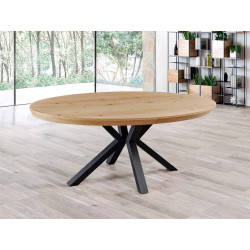 TABLE OVALE EXTENSIBLE BOIS ET MÉTAL OLIVIA