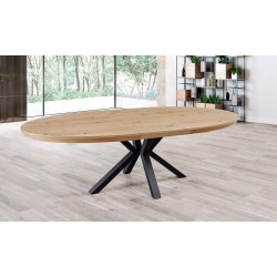 TABLE OVALE EXTENSIBLE BOIS ET MÉTAL OLIVIA