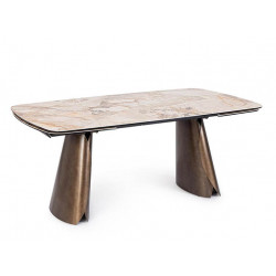 TABLE MODERNE EN CÉRAMIQUE EXTENSIBLE CILE MARBRE BRILLANT MARRON