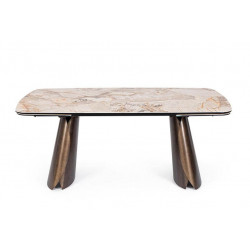 TABLE MODERNE EN CÉRAMIQUE EXTENSIBLE CILE MARBRE BRILLANT MARRON