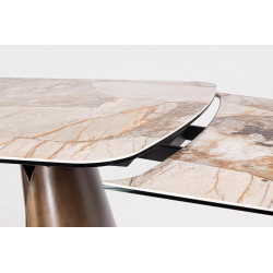 TABLE MODERNE EN CÉRAMIQUE EXTENSIBLE CILE MARBRE BRILLANT MARRON