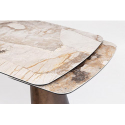 TABLE MODERNE EN CÉRAMIQUE EXTENSIBLE CILE MARBRE BRILLANT MARRON