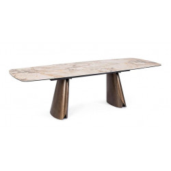 TABLE MODERNE EN CÉRAMIQUE EXTENSIBLE CILE MARBRE BRILLANT MARRON