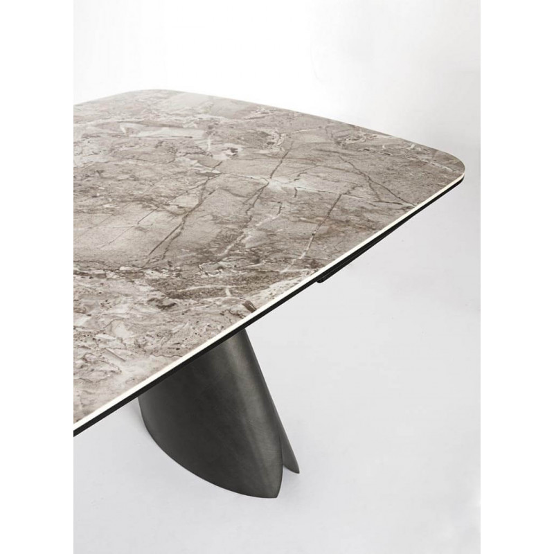 TABLE MODERNE EN CÉRAMIQUE EXTENSIBLE CILE MARBRE BRILLANT GRIS