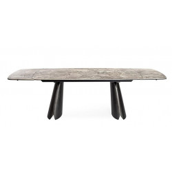 TABLE MODERNE EN CÉRAMIQUE EXTENSIBLE CILE MARBRE BRILLANT GRIS