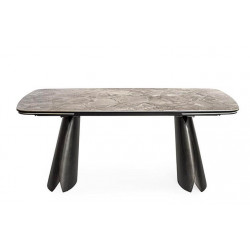TABLE MODERNE EN CÉRAMIQUE EXTENSIBLE CILE MARBRE BRILLANT GRIS