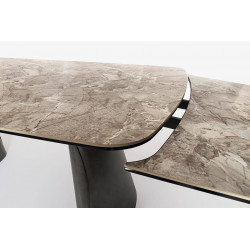 TABLE MODERNE EN CÉRAMIQUE EXTENSIBLE CILE MARBRE BRILLANT GRIS