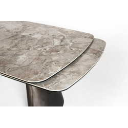 TABLE MODERNE EN CÉRAMIQUE EXTENSIBLE CILE MARBRE BRILLANT GRIS