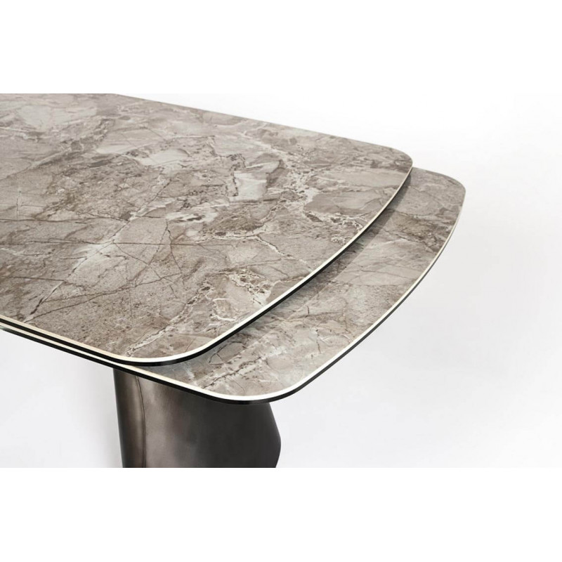 TABLE MODERNE EN CÉRAMIQUE EXTENSIBLE CILE MARBRE BRILLANT GRIS