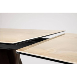 TABLE EXTENSIBLE EN CÉRAMIQUE MARBRE BRILLANT MAIKKI PIEDS BOIS