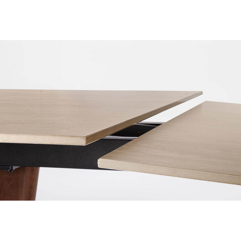 TABLE CÉRAMIQUE EXTENSIBLE EN TRAVERTIN ET NOYER MAIKKI