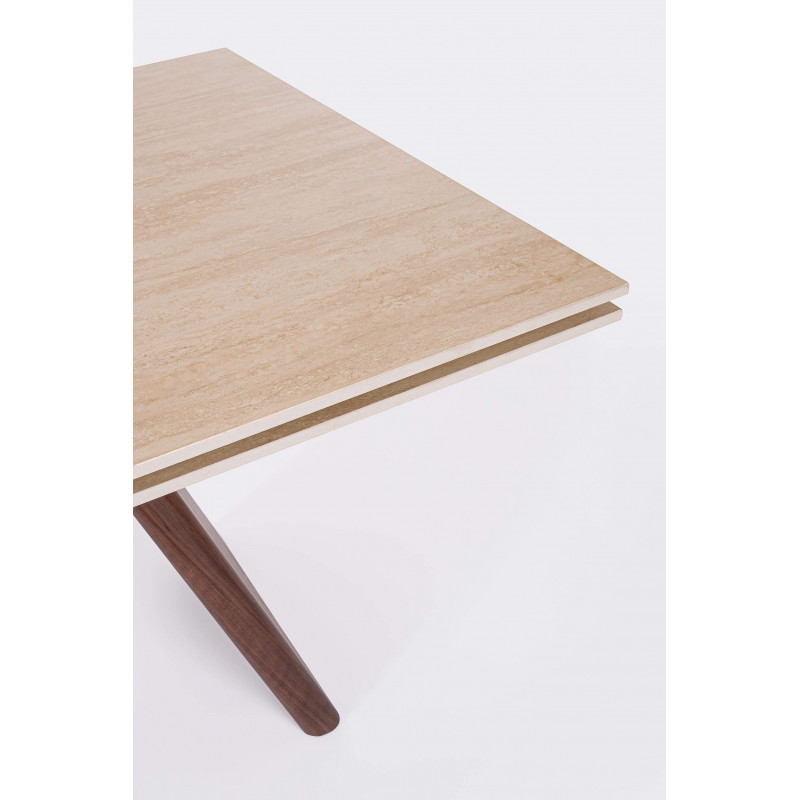 TABLE CÉRAMIQUE EXTENSIBLE EN TRAVERTIN ET NOYER MAIKKI