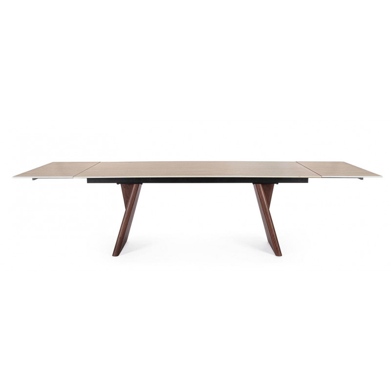 TABLE CÉRAMIQUE EXTENSIBLE EN TRAVERTIN ET NOYER MAIKKI