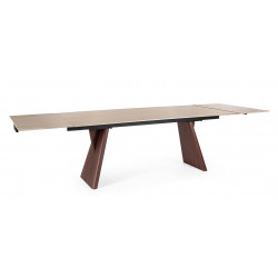 TABLE CÉRAMIQUE EXTENSIBLE EN TRAVERTIN ET NOYER MAIKKI