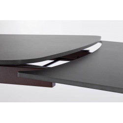 TABLE EN CÉRAMIQUE travertin EXTENSIBLE PIEDS NOYER MARITTA