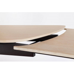 TABLE EN CÉRAMIQUE travertin EXTENSIBLE PIEDS NOYER MARITTA