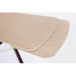TABLE EN CÉRAMIQUE travertin EXTENSIBLE PIEDS NOYER MARITTA