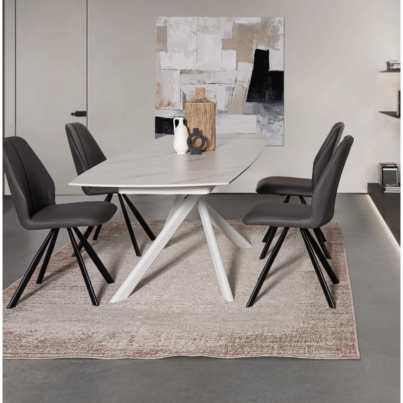 PETITE TABLE CÉRAMIQUE EXTENSIBLE JOAKIM MARBRE BLANC