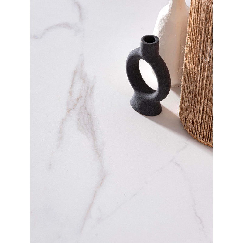 PETITE TABLE CÉRAMIQUE EXTENSIBLE JOAKIM MARBRE BLANC