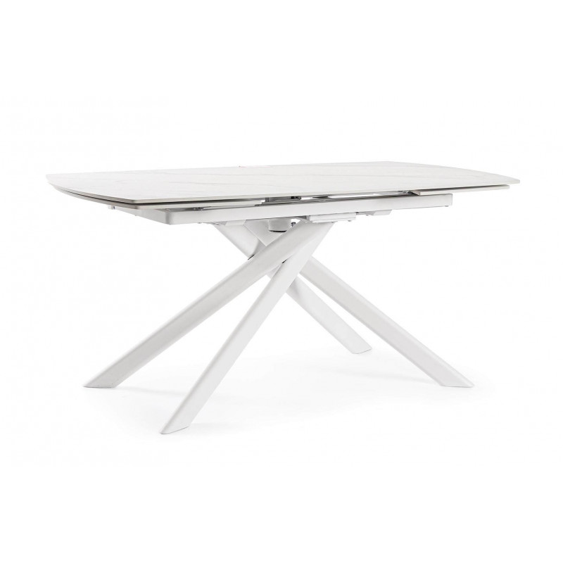 PETITE TABLE CÉRAMIQUE EXTENSIBLE JOAKIM MARBRE BLANC