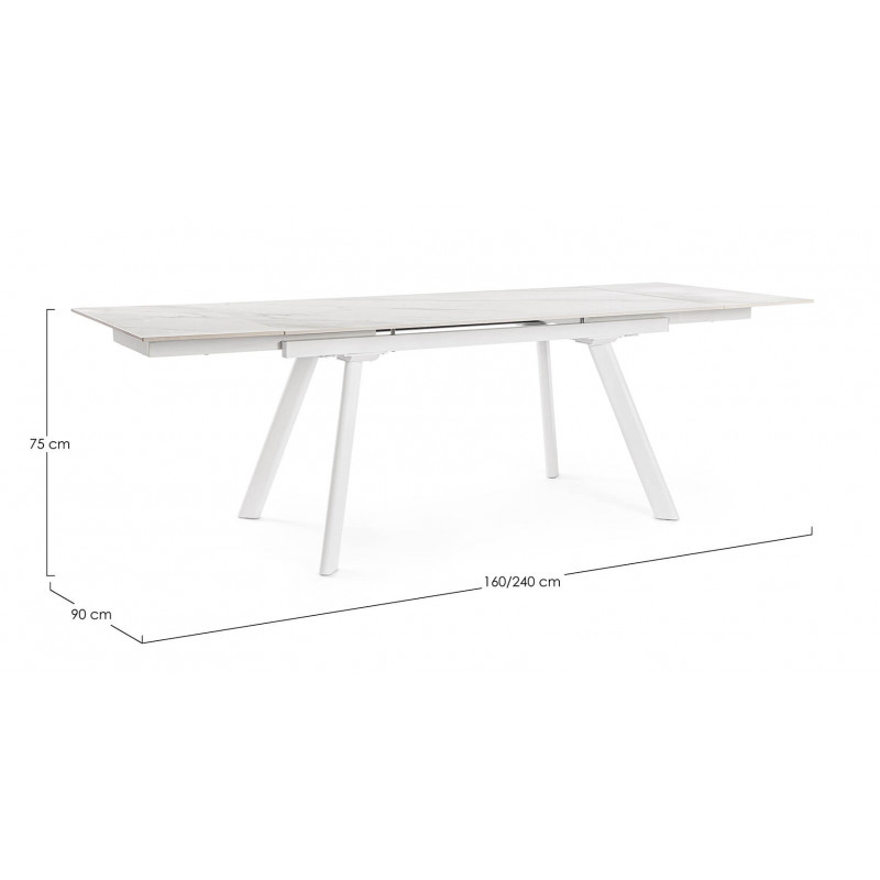 PETITE TABLE CÉRAMIQUE EXTENSIBLE JARKKO MARBRE BLANC