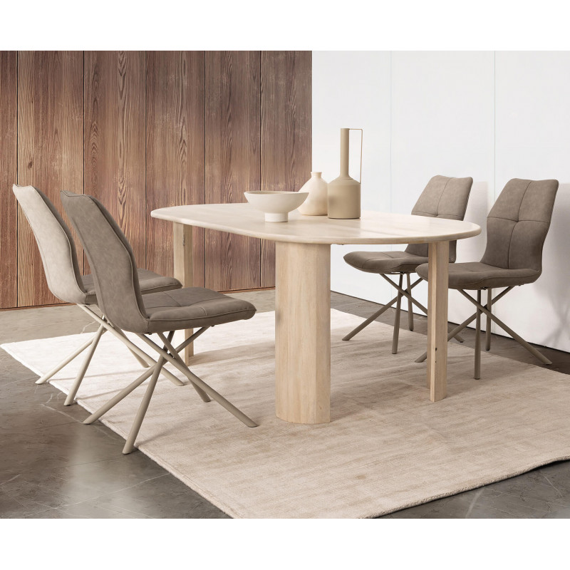 TABLE OVALE BLANCHE EN BOIS DE MANGUIER ORLANDO