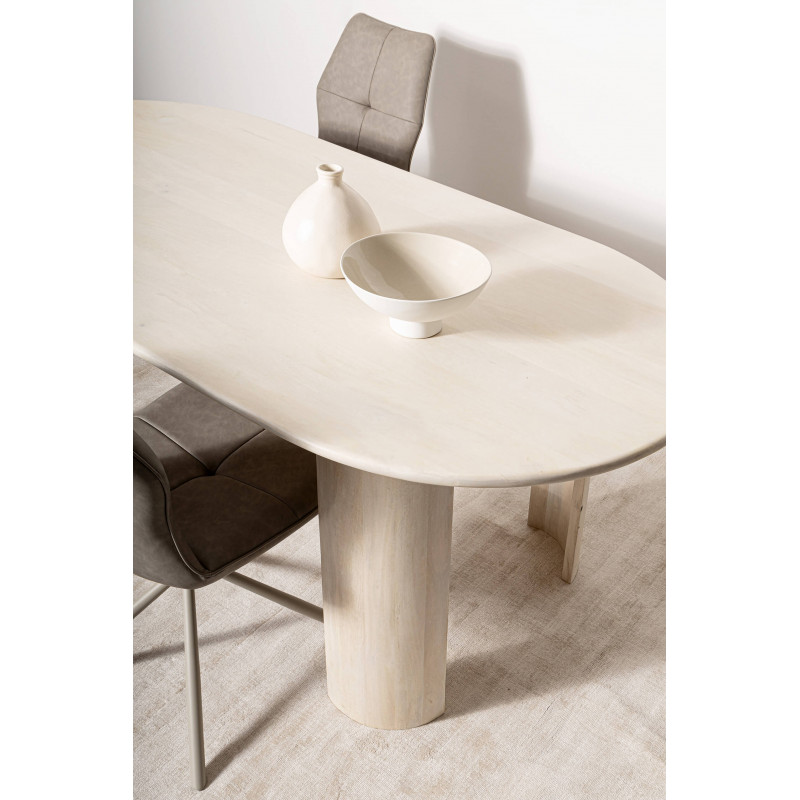 TABLE OVALE BLANCHE EN BOIS DE MANGUIER ORLANDO