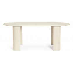 TABLE OVALE BLANCHE EN BOIS DE MANGUIER ORLANDO