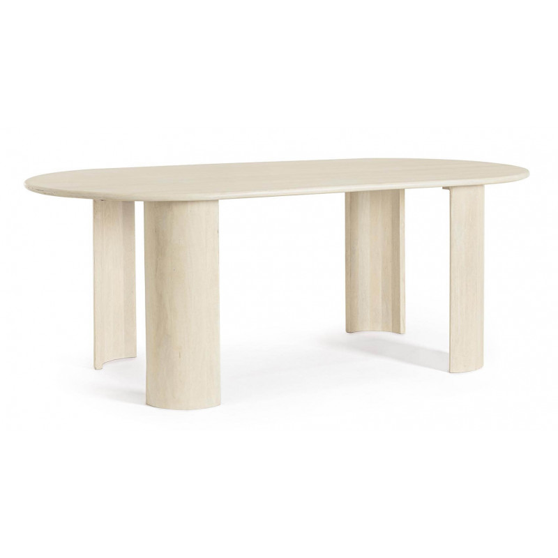 TABLE OVALE BLANCHE EN BOIS DE MANGUIER ORLANDO